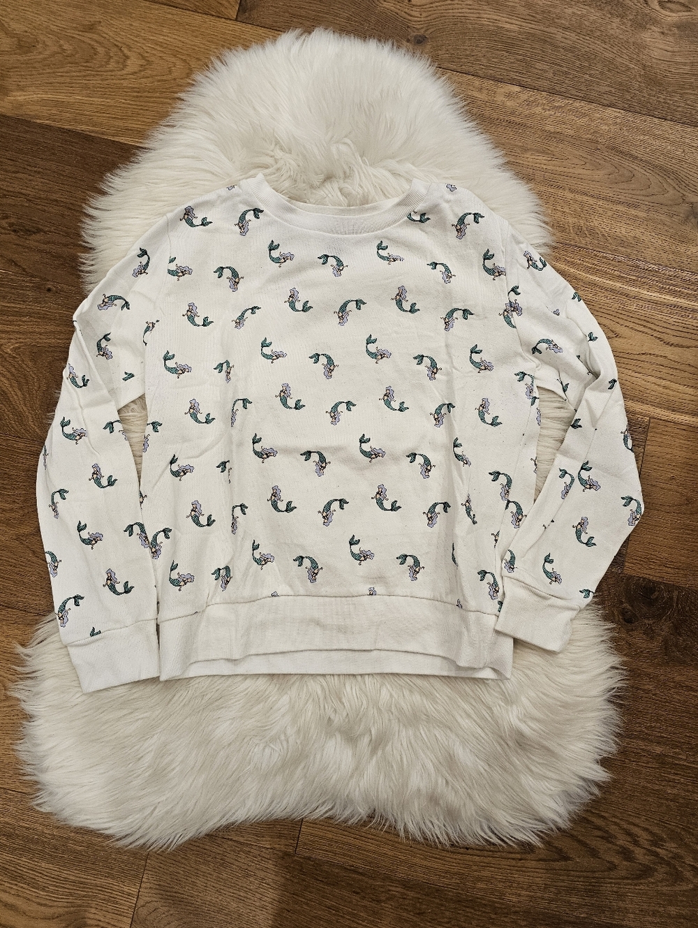 Cream Mermaid-Print Women's Sweater